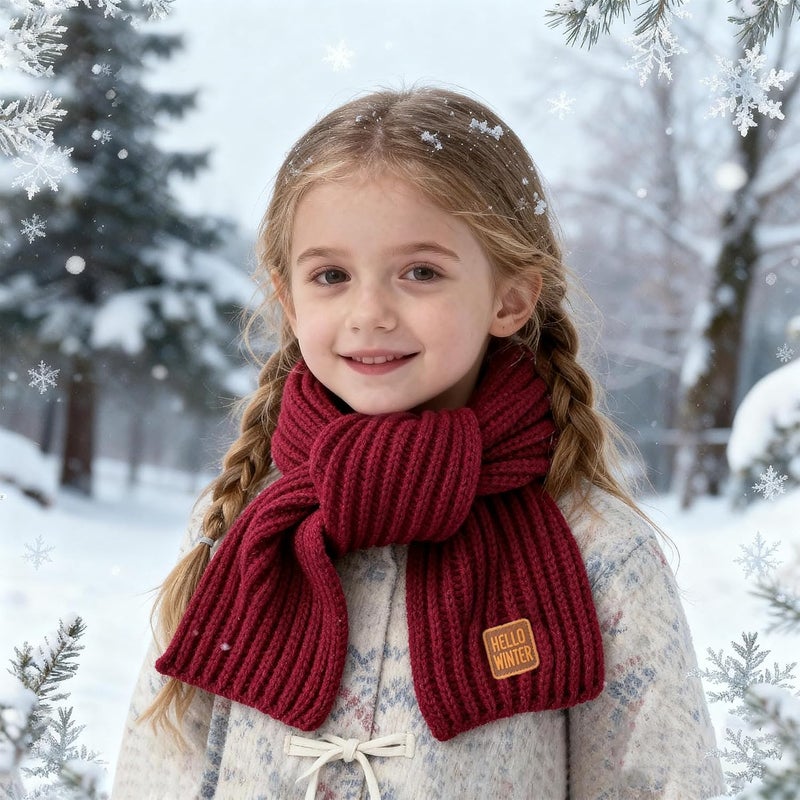 Hello Winter Kids Scarf Winter Neck Warmer Toddler Neck Scarf Girls Thick Scarves Boys Warm Neck Warp 2-12 Years - Image 4